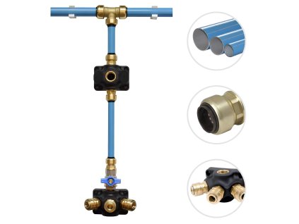 Ukončovací krabice pro rozvod vzduchu spojka 18mm - 2xG1/2"