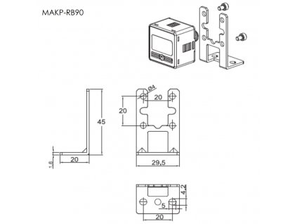 Zadní úchyt s úhelníkem 90° pro digitální manometry MAKP-RB90