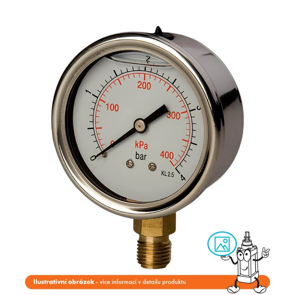 Pneumatics & Hydraulics Manometr glycerinový stranový -1/0 bar - G1/4"