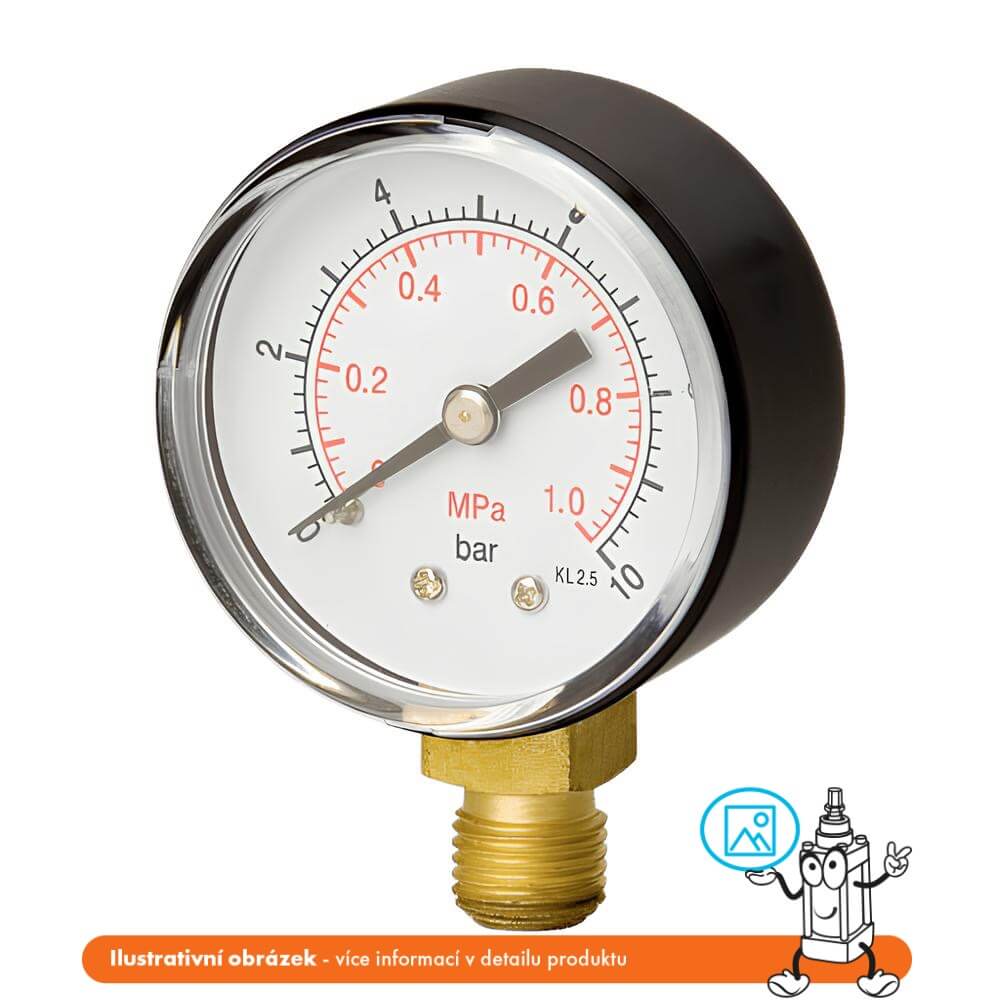 Pneumatics & Hydraulics Manometr stranový 0/10 bar - 50 mm - 1/4"