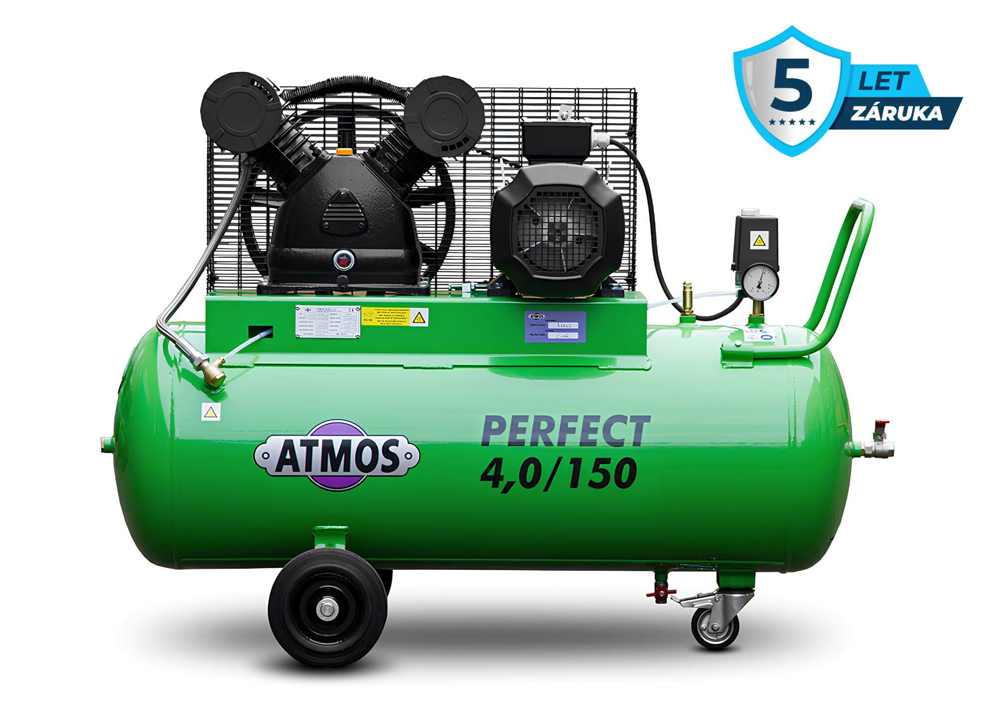 Atmos Pístový kompresor Perfect - 4/150 příkon 4,0 kW, výkon 650 l/min, tlak 10 bar, vzdušník 150 l, napětí 400/50 V/Hz