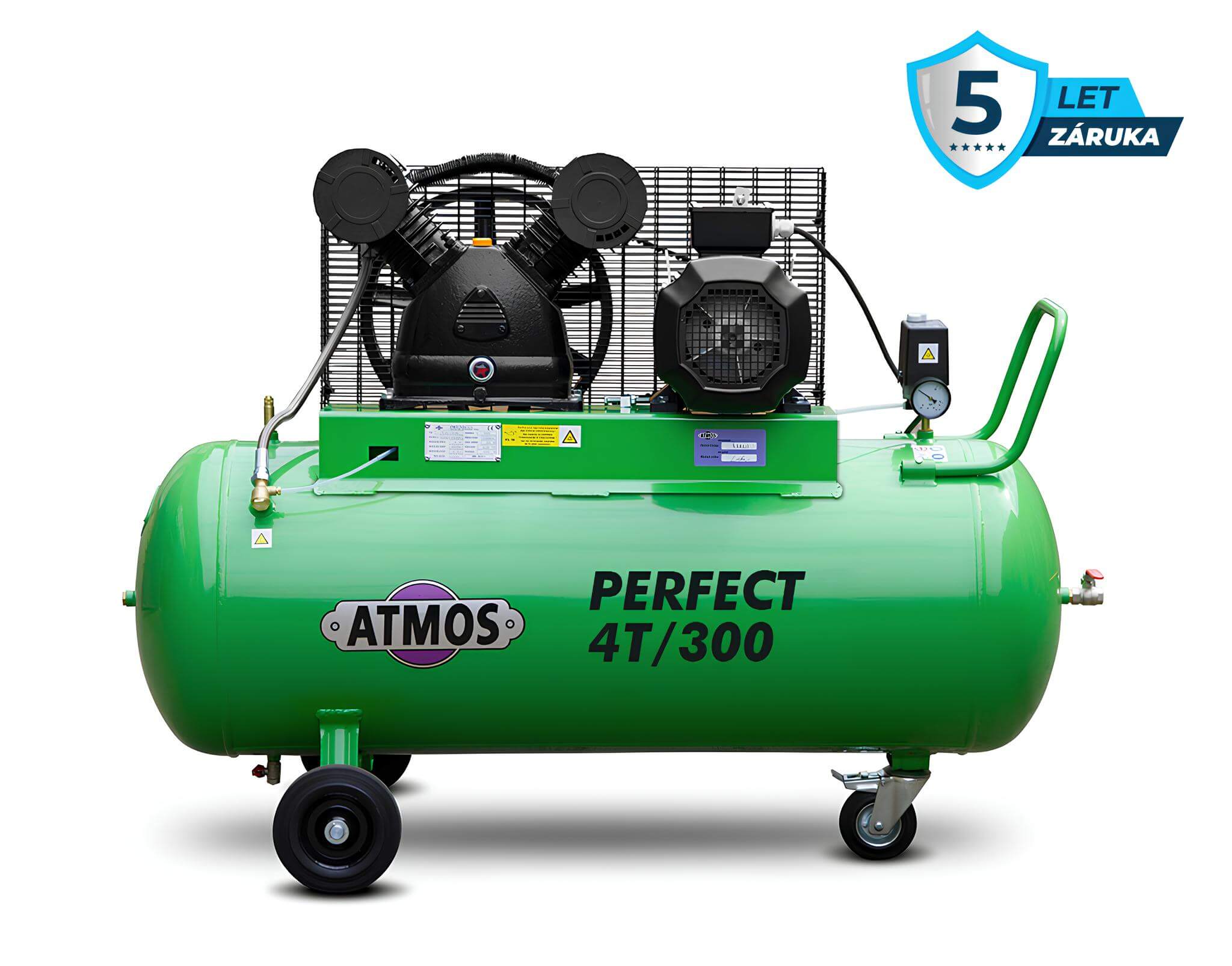 Atmos Pístový kompresor Perfect - 4T/300 příkon 4,0 kW, výkon 500 l/min, tlak 12,5 bar, vzdušník 300 l, napětí 400/50 V/Hz