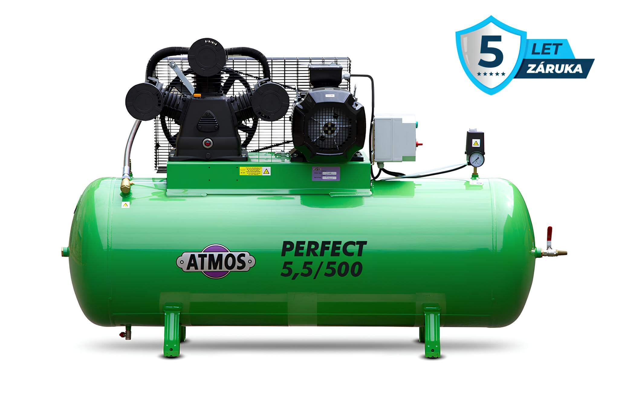 Atmos Pístový kompresor Perfect - 5,5/500 příkon 5,5 kW, výkon 750 l/min, tlak 10 bar, vzdušník 500 l, napětí 400/50 V/Hz