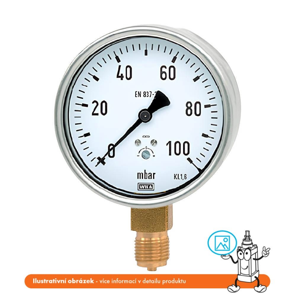 Wika Manometr nízkotlaký stranový 0/600 mbar - 63 - 1/4"