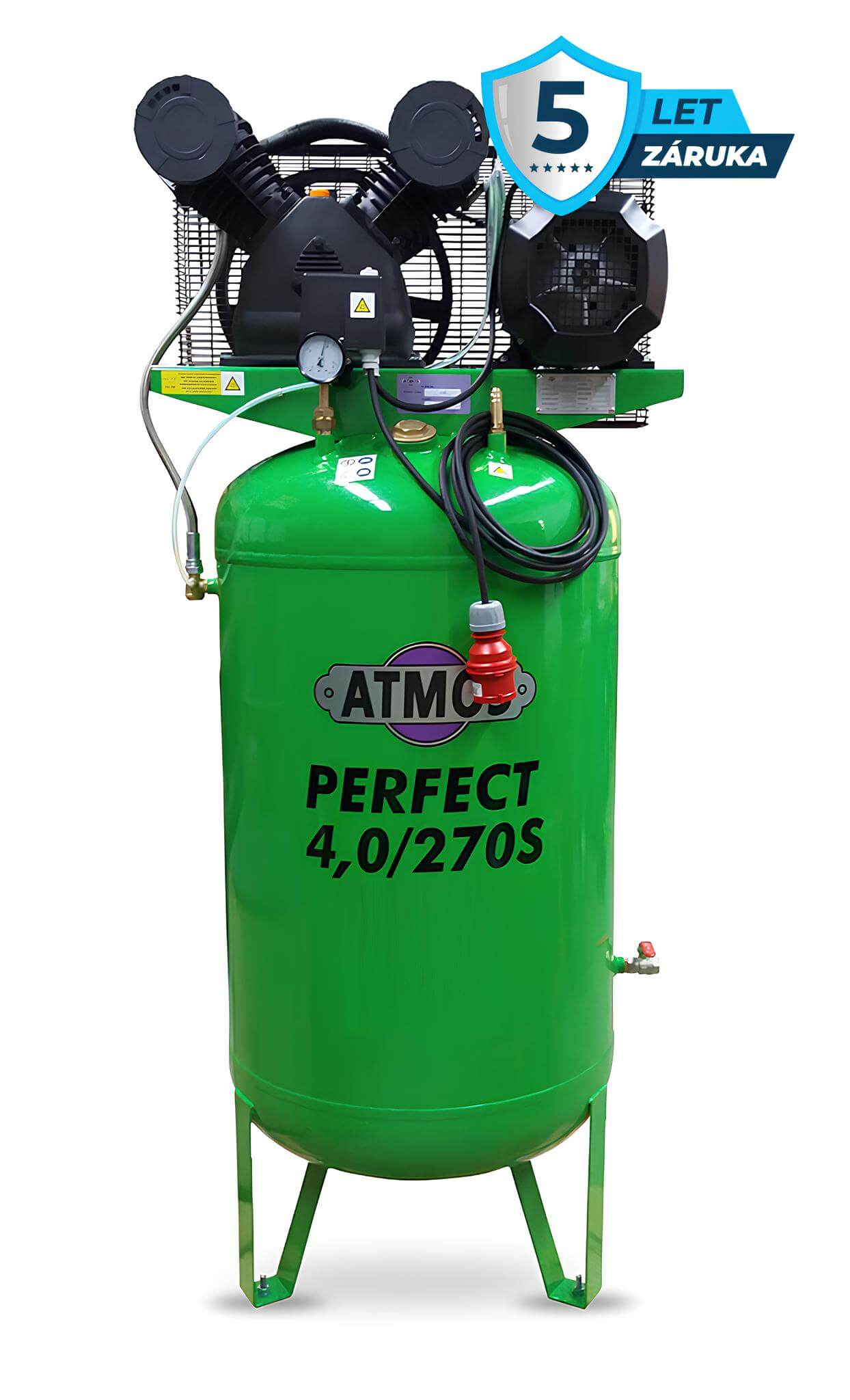 Atmos Pístový kompresor Perfect - 4/270S příkon 4,0 kW, výkon 650 l/min, tlak 10 bar, stojatý vzdušník 270 l, napětí 400/50 V/Hz