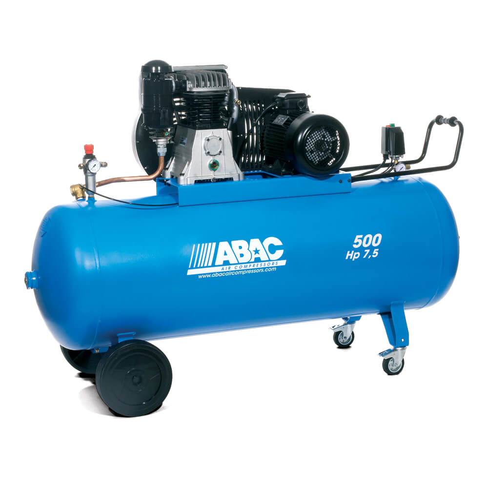 ABAC Dvoustupňový kompresor B60-5,5-500CT příkon 5,5 kW, sací výkon 827 l/min, tlak 11 bar, vzdušník 500 l, napětí 400/50 V/Hz