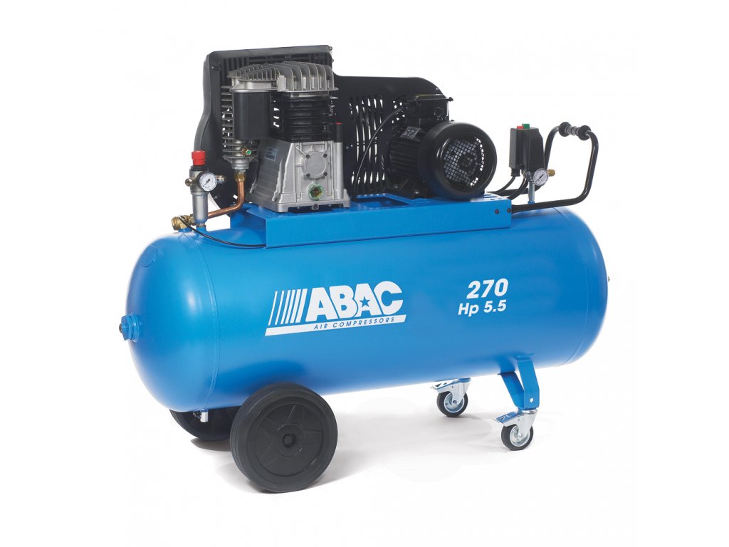 ABAC Pomaloběžný pístový kompresor B60-4-270CT příkon 4 kW, sací výkon 660 l/min, tlak 11 bar, vzdušník 270 l, napětí 400/50 V/Hz