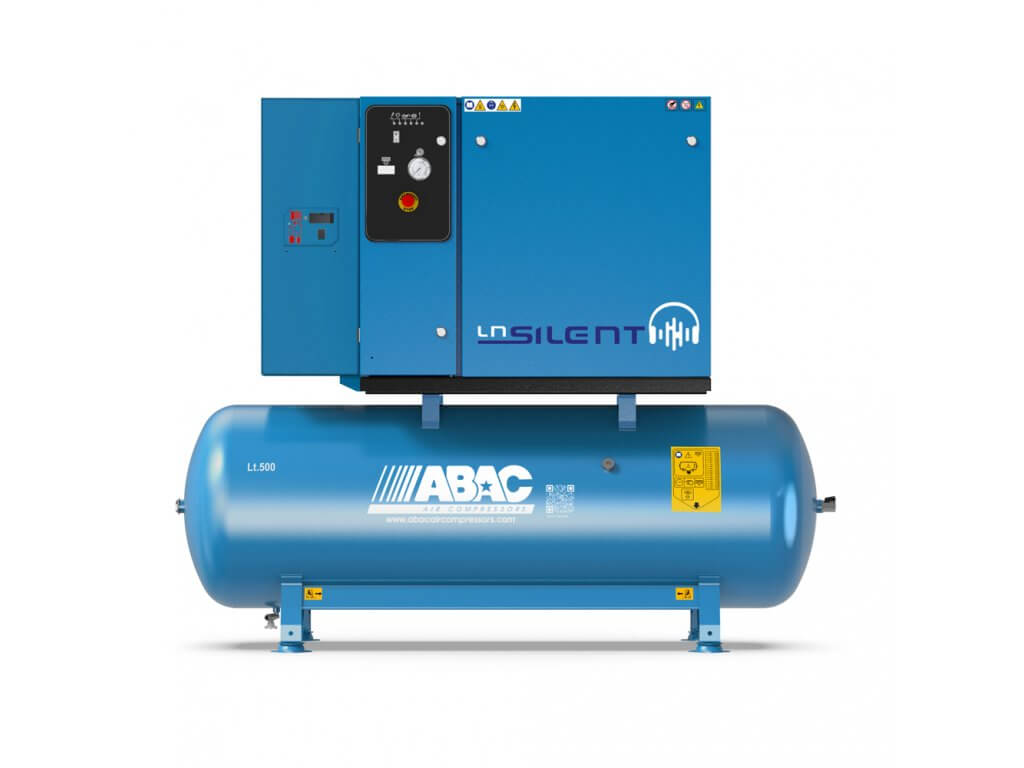 ABAC Tichý pístový kompresor se sušičkou - B70-7,5-500L2TD příkon 5,5 kW, sací výkon 660 l/min, tlak 11 bar, vzdušník 500 l, napětí 400/50 V/Hz