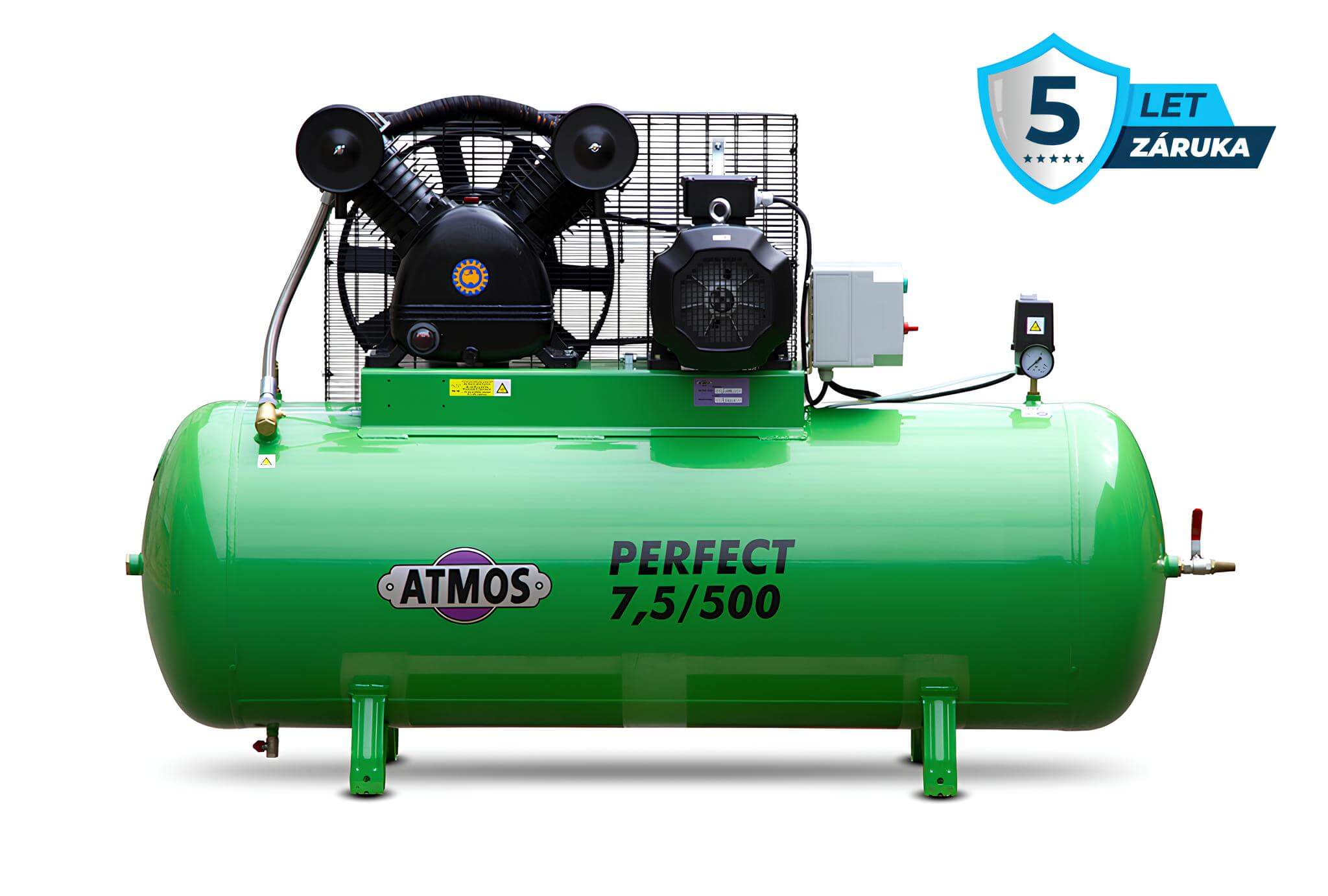 Atmos Pístový kompresor Perfect - 7,5/500YD příkon 7,5 kW, výkon 920 l/min, tlak 10 bar, vzdušník 500 l, napětí 400/50 V/Hz YD