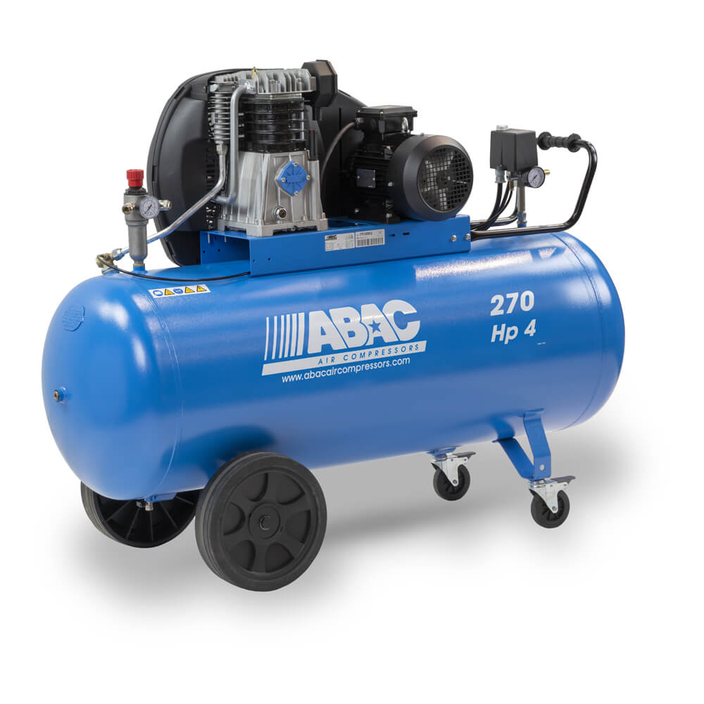 ABAC Dvoustupňový kompresor A49B-3-270CT příkon 3 kW, sací výkon 553 l/min, tlak 11 bar, vzdušník 270 l, napětí 400/50 V/Hz