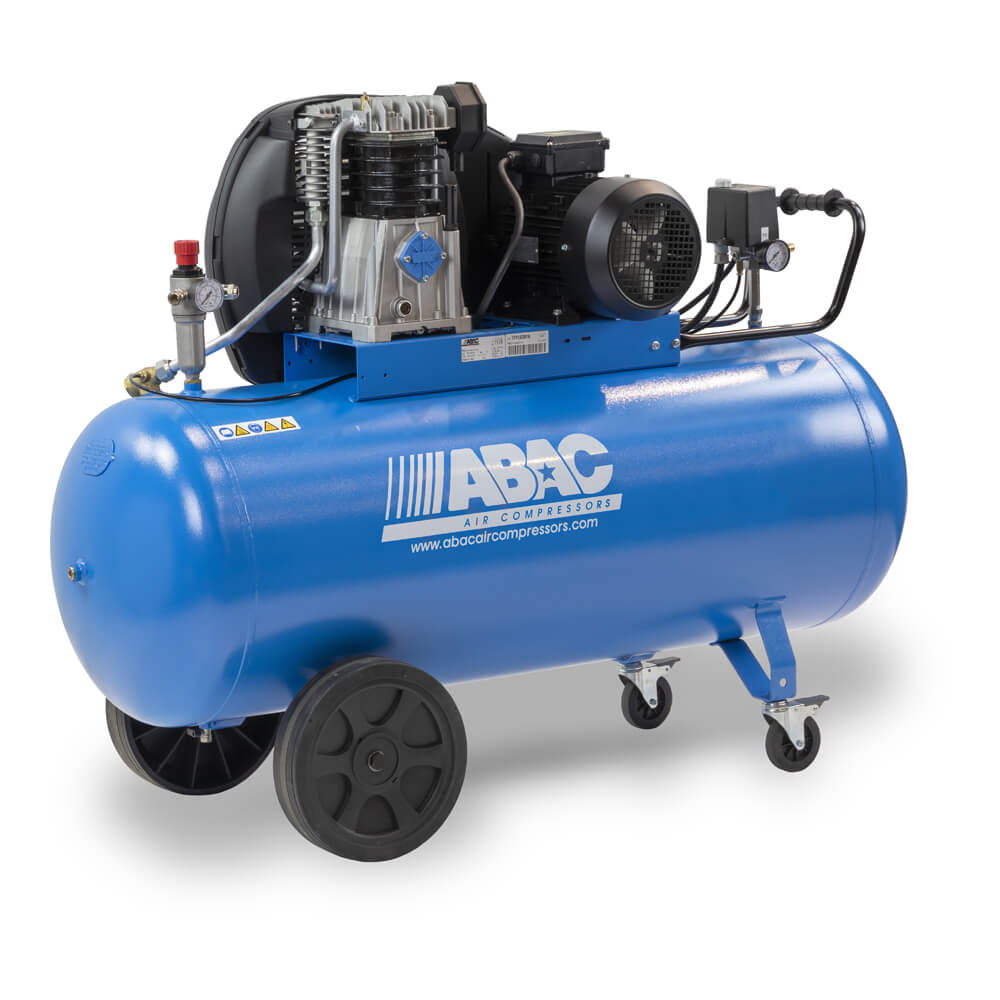 ABAC Dvoustupňový kompresor A49B-4-500CT příkon 4 kW, sací výkon 595 l/min, tlak 11 bar, vzdušník 500 l, napětí 400/50 V/Hz