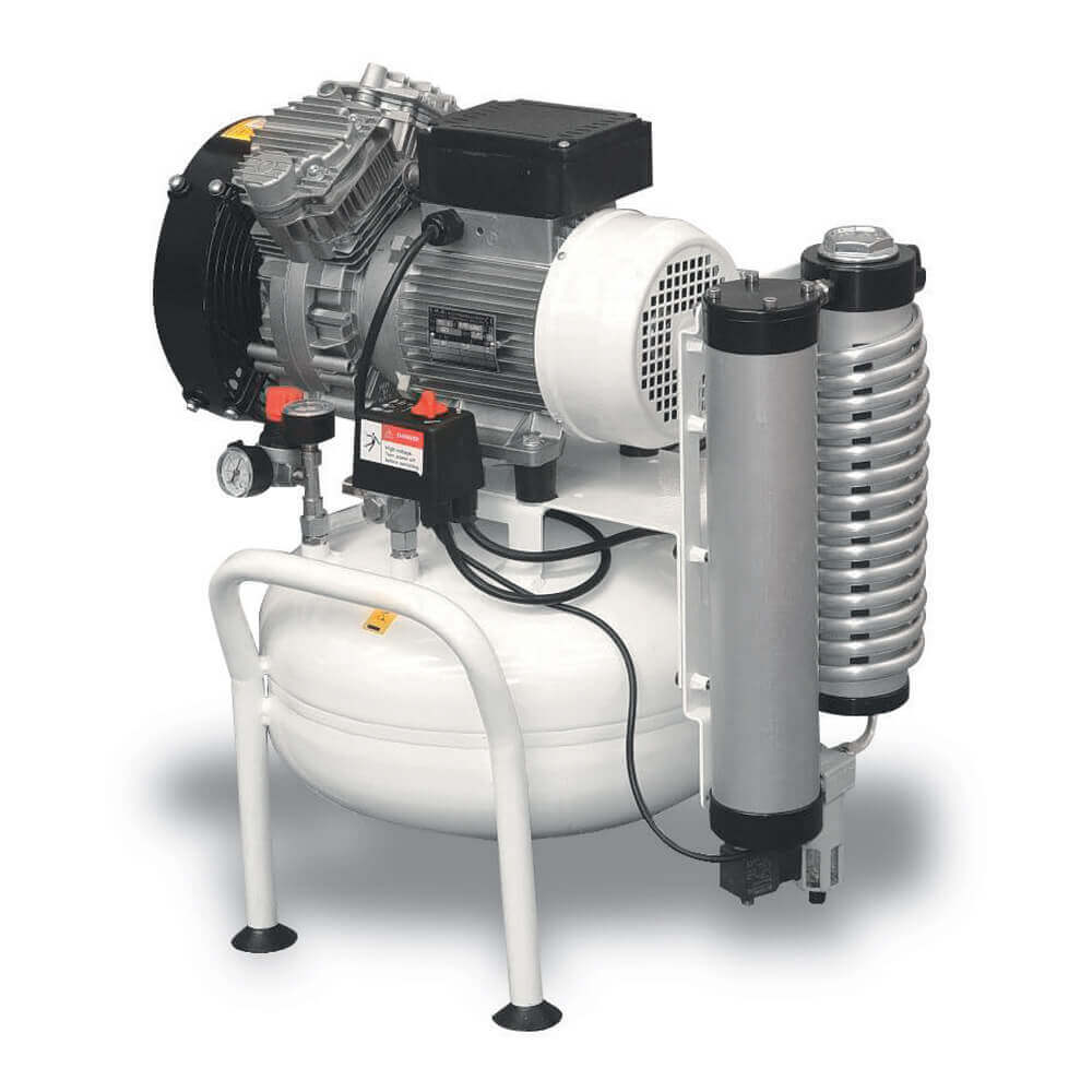 ABAC Dentální kompresor Clean Air CLR-1,1-25MD příkon 1,1 kW, sací výkon 240 l/min, tlak 8 bar, vzdušník 25 l, napětí 230/50 V/Hz