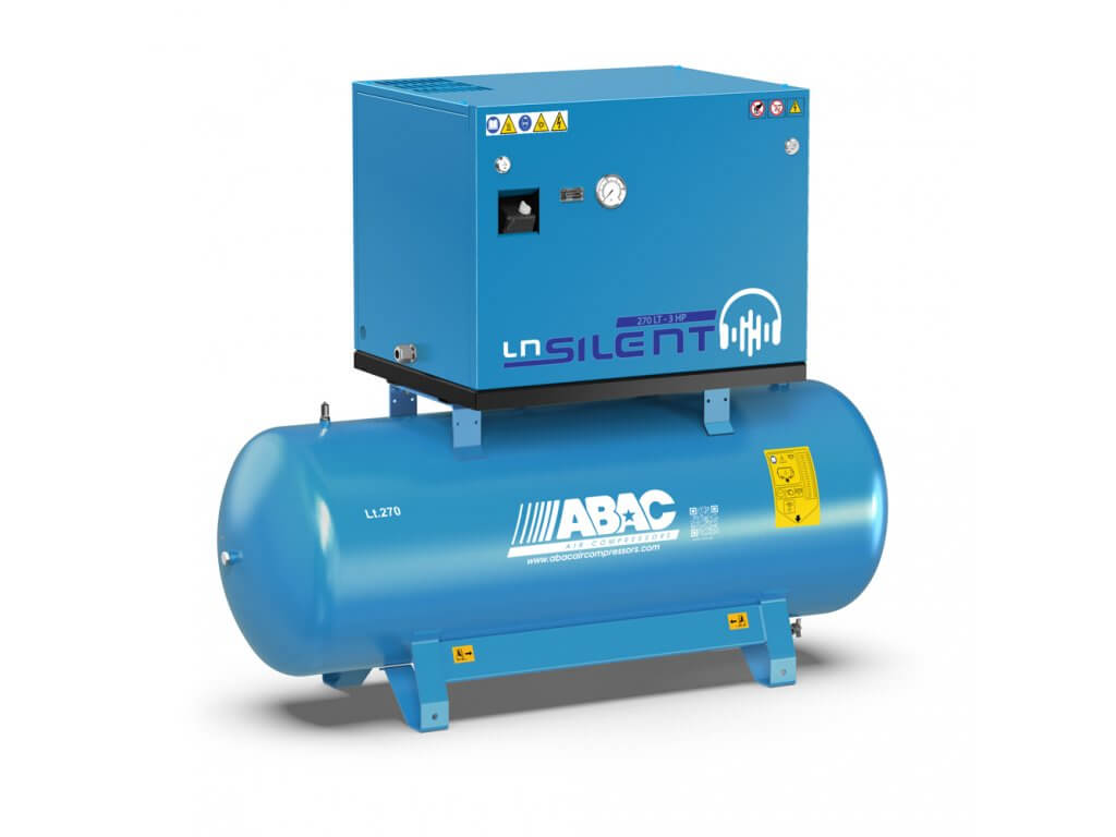 Tichý pístový kompresor ABAC - B59-4-500L1T příkon 4 kW, sací výkon 570 l/min, tlak 11 bar, vzdušník 500 l, napětí 400/50 V/Hz