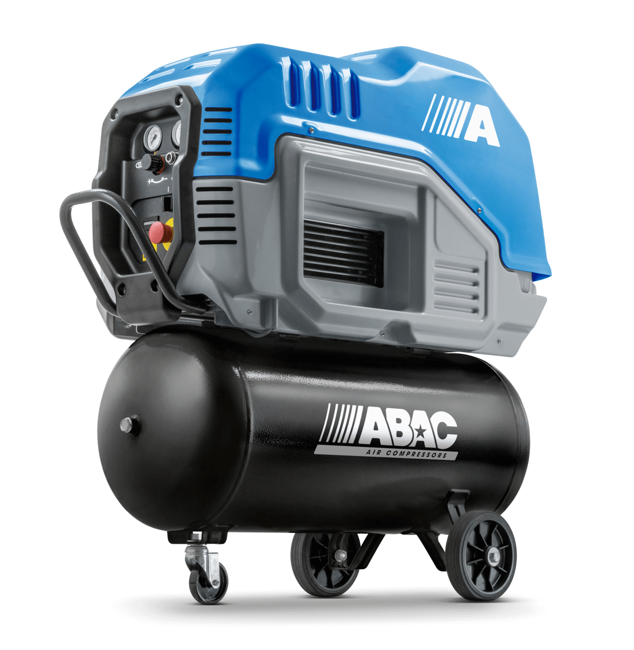ABAC SPINN.D — najmniejsza sprężarka śrubowa oferty, 2,2 kW na kółkach