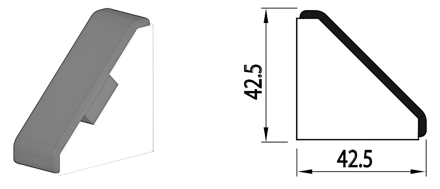 Alusic Krytka úhelníku 18x40, šedá