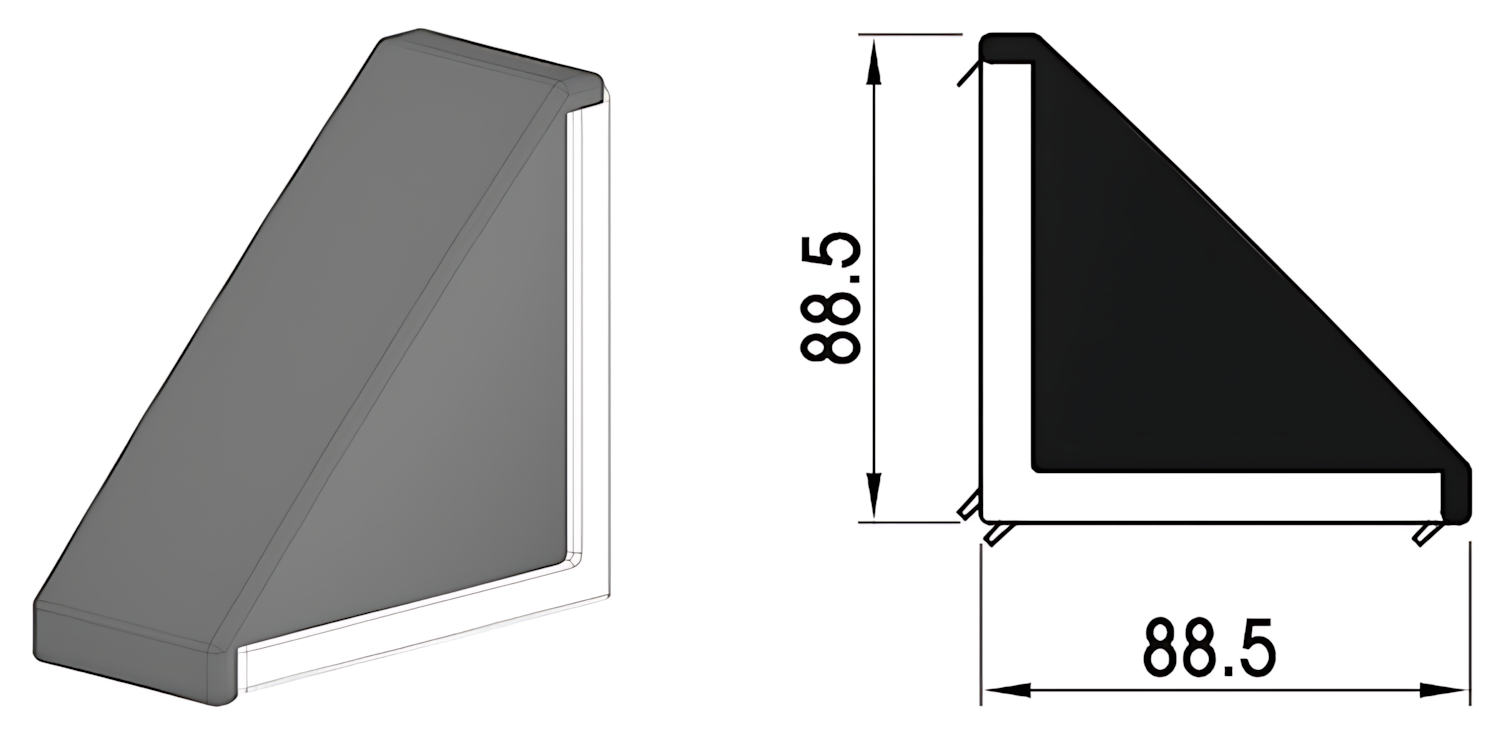 Alusic Krytka úhelníku 43x86, černá