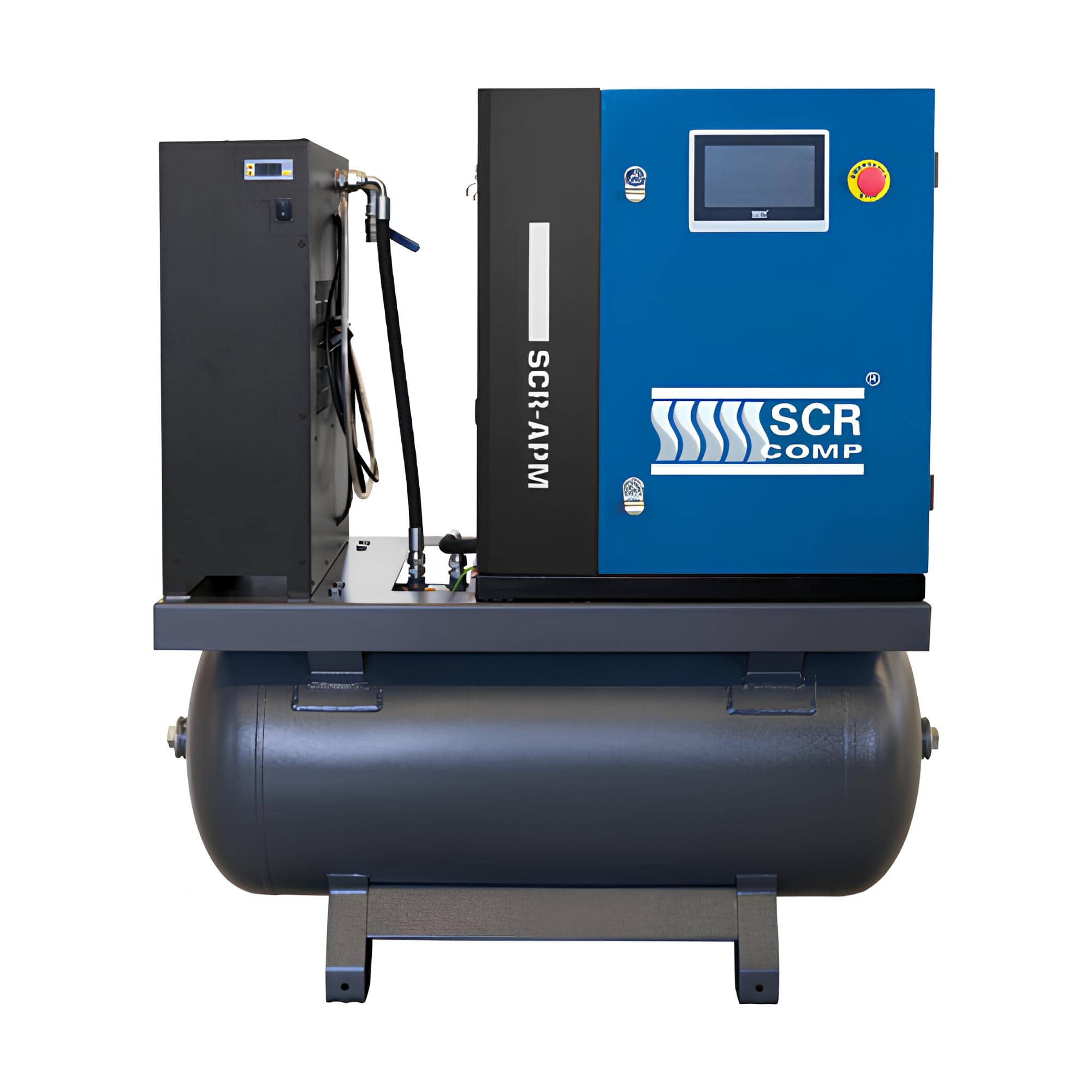 Šroubové kompresory SCR - Screw Compressor Šroubový kompresor 3v1 - SCR-3/10APM-200D příkon motoru 3,6 kW, dodávaný tlak 10 bar, objemový výkon 19,2 Nm³/h