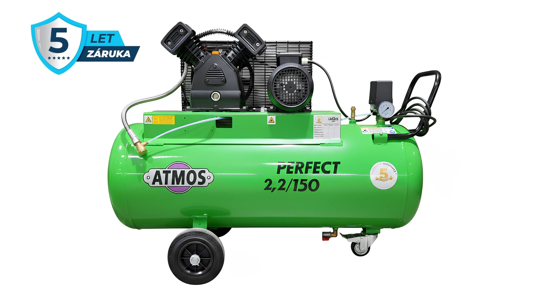 Atmos Pístový kompresor Perfect - 2,2/150 příkon 2,2 kW, sací výkon 420 l/min, tlak 10 bar, vzdušník 150 l, napětí 400/50 V/Hz