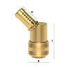 ES quick coupling with hose barb 45° - 13 mm