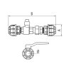 Ball valve with 3-piece screw connection and couplings G3/4" 20 mm