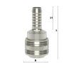 Through nickel-plated quick coupling with barb for 10 mm hose