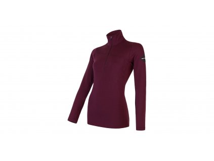 SENSOR MERINO EXTREME dámská mikina dl.rukáv zip port red