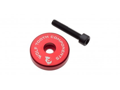 WOLF TOOTH krytka ULTRALIGHT STEM CAP červená + 5mm spacer