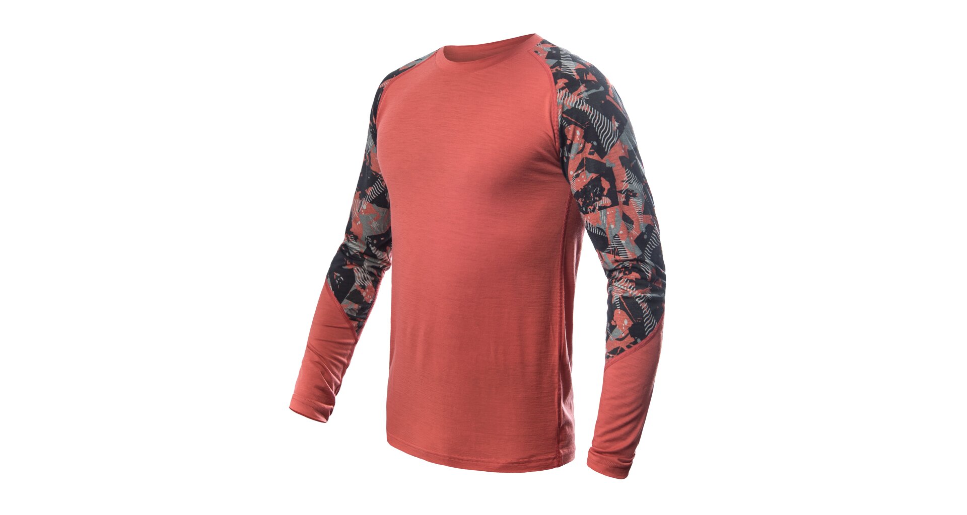 SENSOR MERINO IMPRESS pánské triko dl.rukáv terracotta/rush Velikost: XL