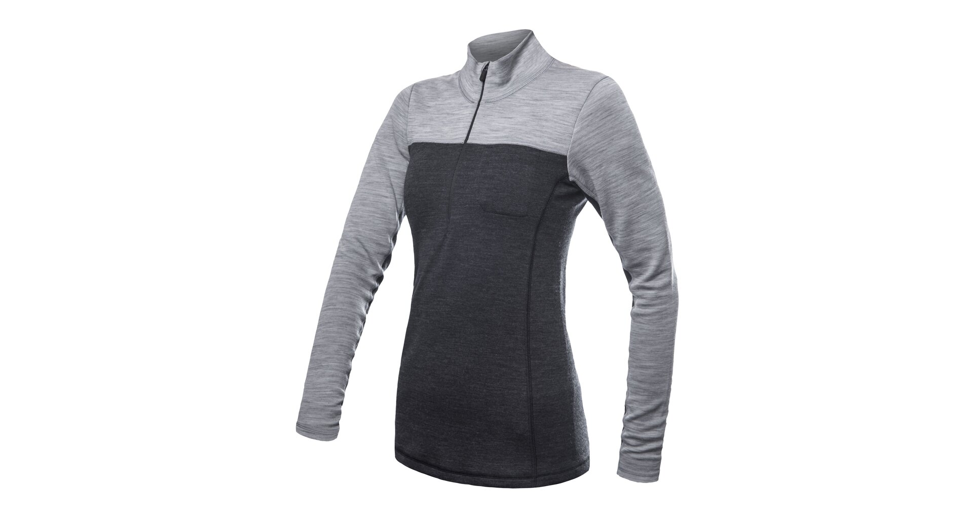 SENSOR MERINO BOLD dámské triko dl.rukáv zip anthracite/cool gray Velikost: XL