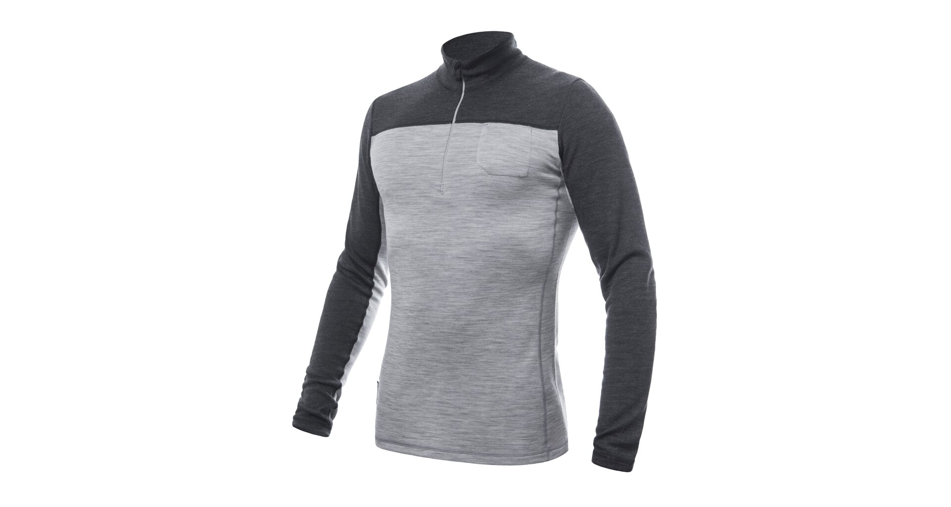 SENSOR MERINO BOLD pánské triko dl.rukáv zip cool gray/anthracite Velikost: XL