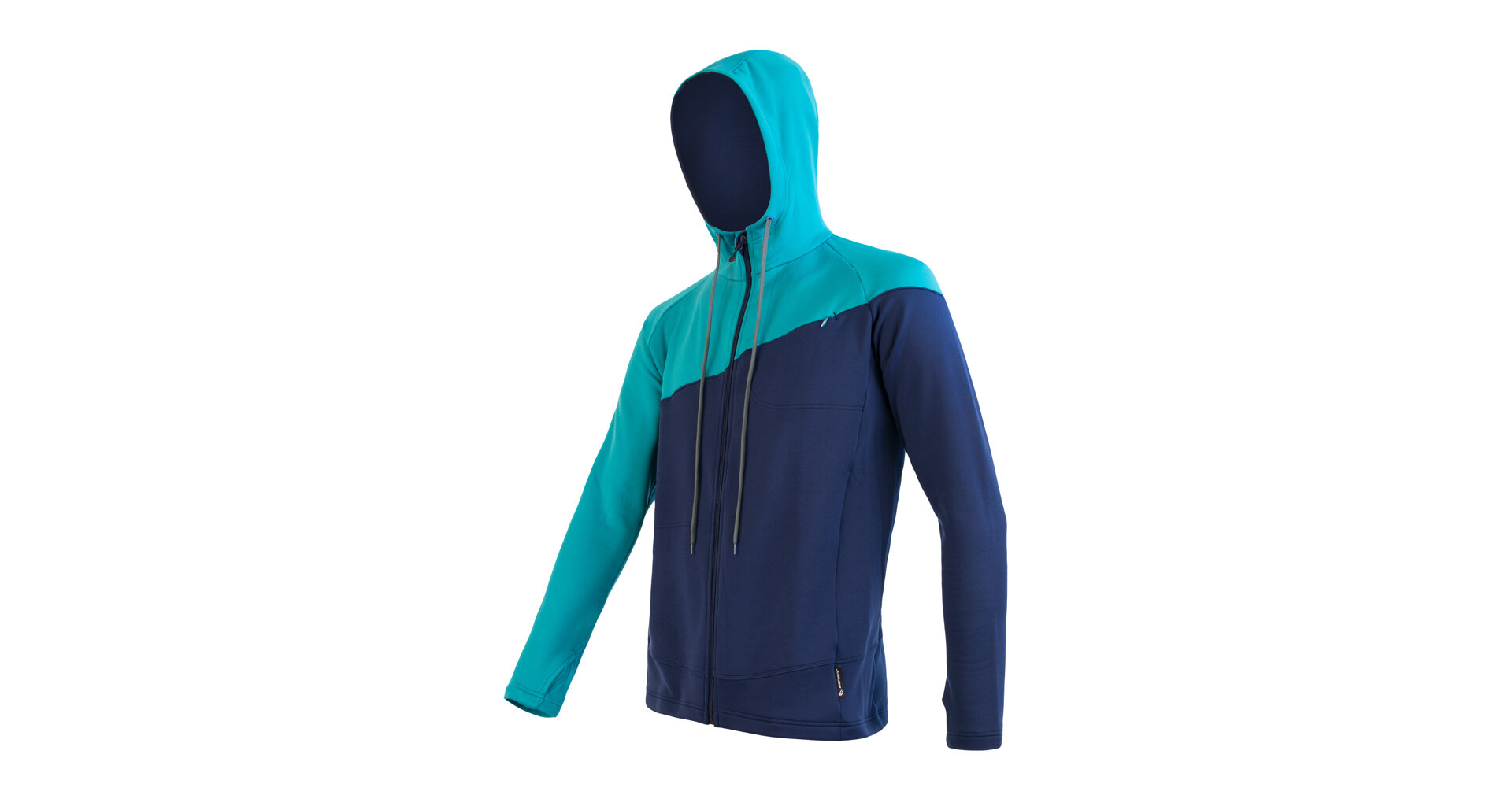 SENSOR TECNOSTRETCH pánská mikina celozip s kapucí deep blue/pagoda blue Velikost: XL