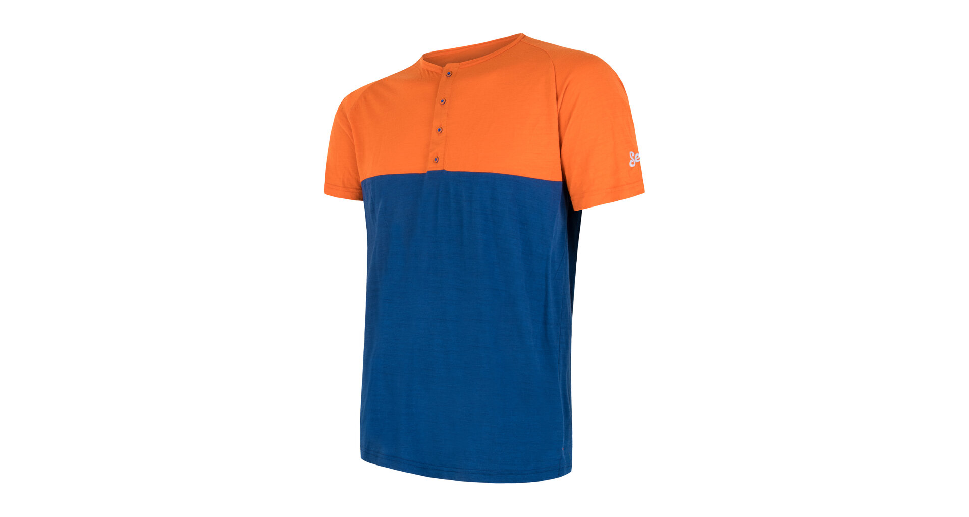 SENSOR MERINO AIR PT pánské triko kr.rukáv s knoflíky oranžová/modrá Velikost: M