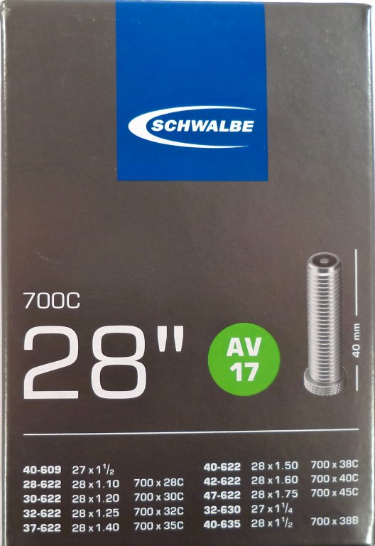 duše SCHWALBE AV17 28"x1.10-1.75 (24/47-622) AV/40mm