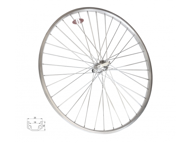 kolo zapletené 28" 622-19 zadní RU 36 děr stříbrné Union/CnSpoke pro 7-k