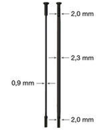 drát nerez Sapim CX Ray 2-2,3/0,9-2 x 276mm přímý černý