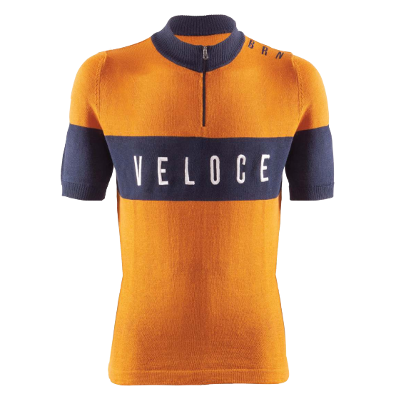 Cyklistický dres VINTAGE VELOCE okrový Velikost oblečení: M