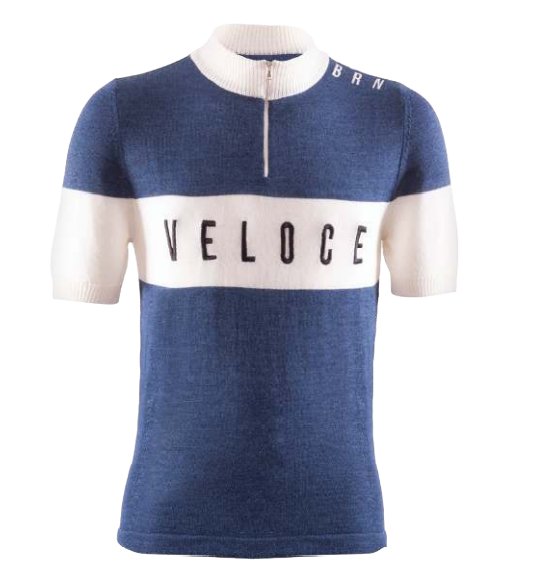 Cyklistický dres VINTAGE VELOCE modrý Velikost oblečení: M