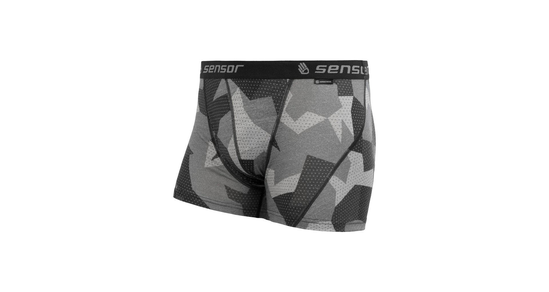 SENSOR MERINO IMPRESS pánské trenky černá/camo Velikost: L