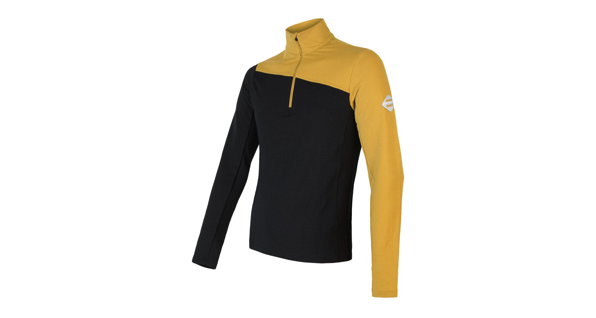 SENSOR MERINO EXTREME pánská mikina dl.rukáv zip mustard/černá Velikost: M