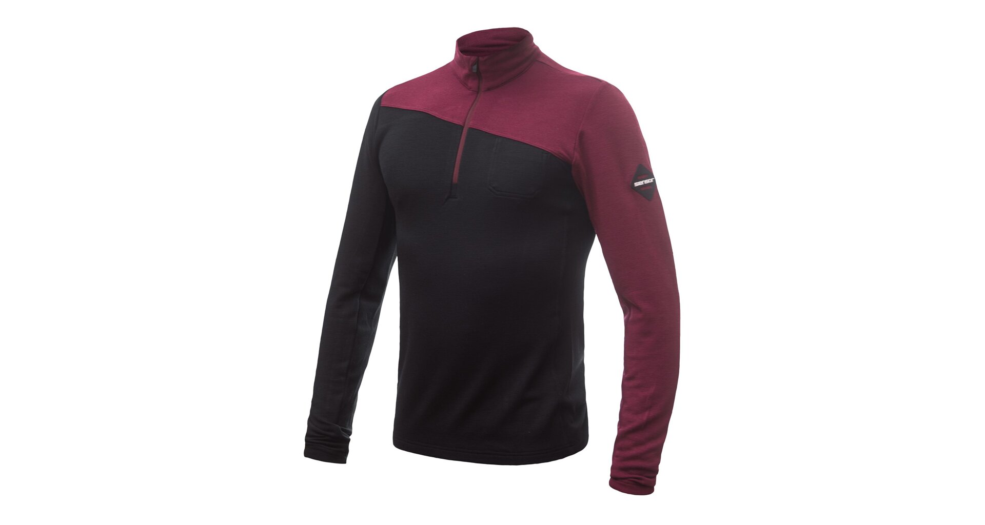 SENSOR MERINO EXTREME pánská mikina dl.rukáv zip černá/port red Velikost: XL