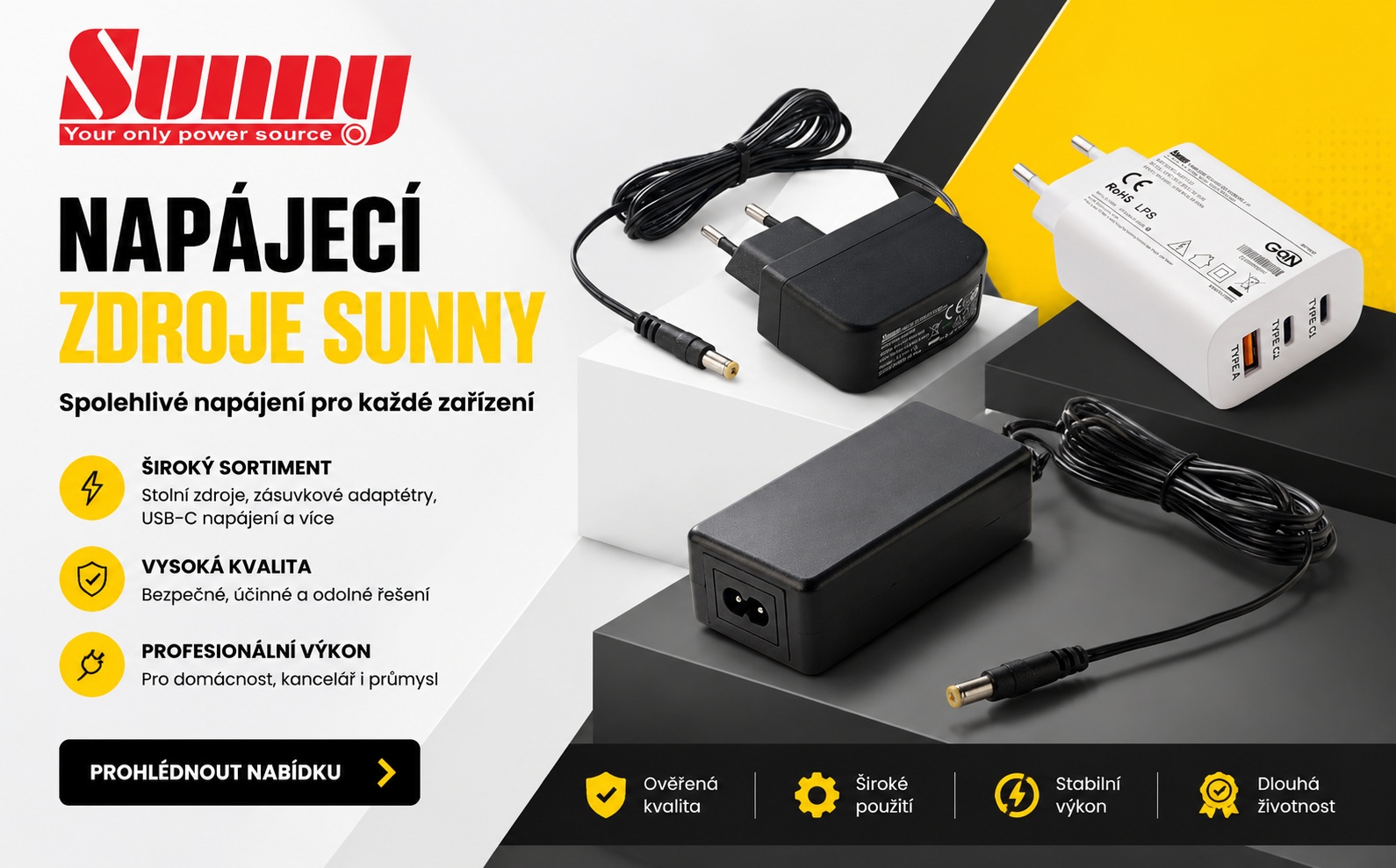 Napájecí zdroje Sunny, široká nabídka, skladem