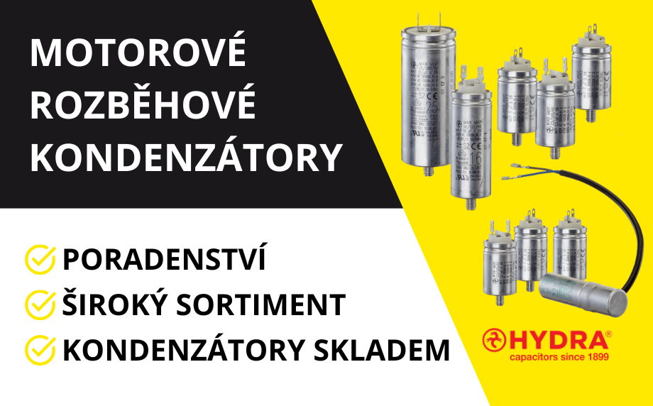 Rozběhové kondenzátory, široká nabídka, skladem
