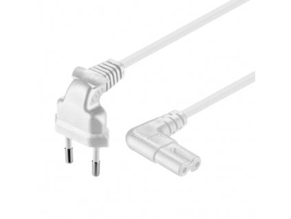 Kabel síťový IEC C7 1,5m bílý úhlový