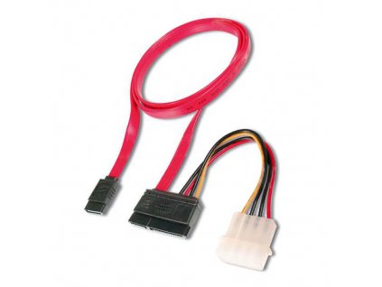 Datový kabel SATA 2.0 3GBs 0,5m rovný + napájení
