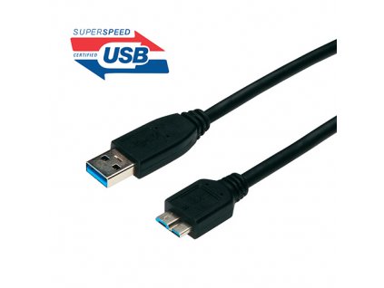 Kabel USB 3.0 - microUSB A-B 5Gbps 9pin 1m černá