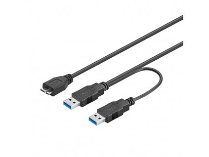 Kabel USB 3.0 - microUSB A-B 5Gbps 9pin HDD-Y 30cm černá