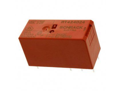 Relé 24V DC, DPDT, 8A, Schrack RT424024