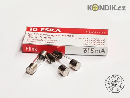 Pojistka ESKA 5x20mm rychlá skleněná