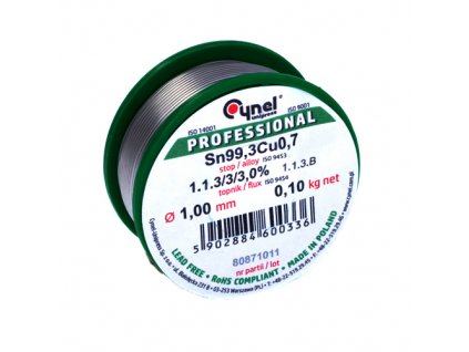 Cynel Sn99,3Cu0,7 bezolovnatá pájka 2,0mm 100g