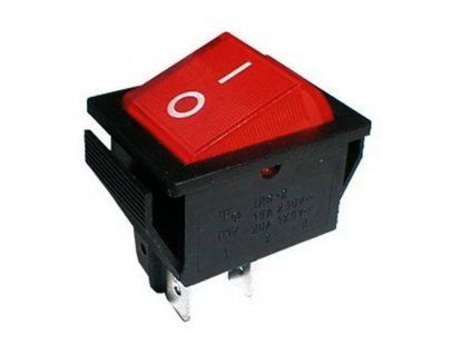 Kolébkový spínač DPST, ON-OFF, 250V/15A, červený